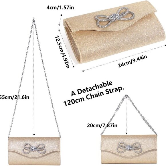 Chic Champagne Evening Clutch Bag | Luxurious PU Leather with Magnetic Closure - Picture 6 of 7